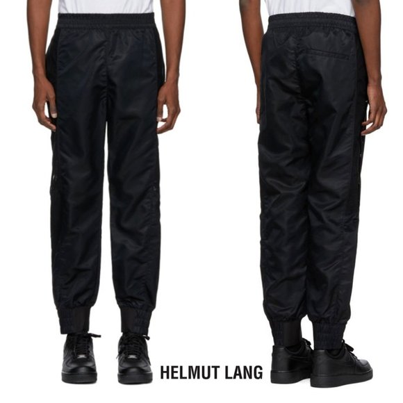 Helmut Lang Nylon Sheer Black Men Size M Jogger Snap Track Pants